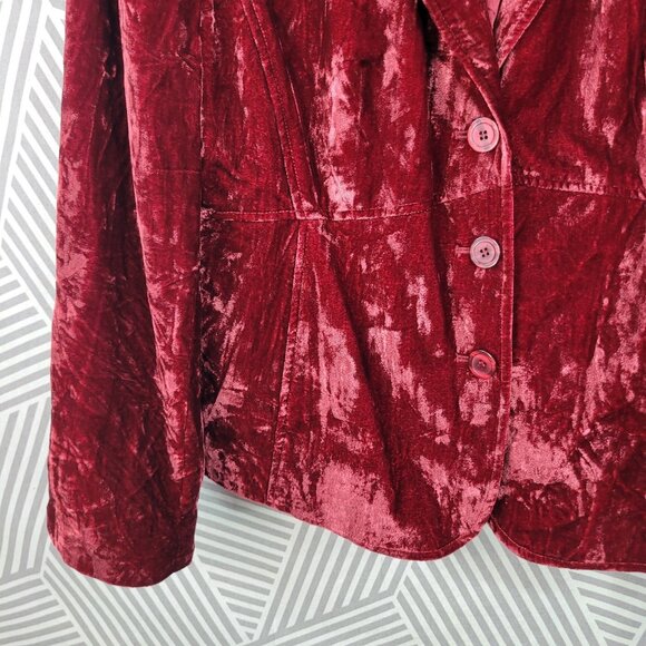 Lane Bryant Crushed Red Velvet Jacket Plus 18 Blazer Romantic Whimsigoth Goth - Picture 3 of 5
